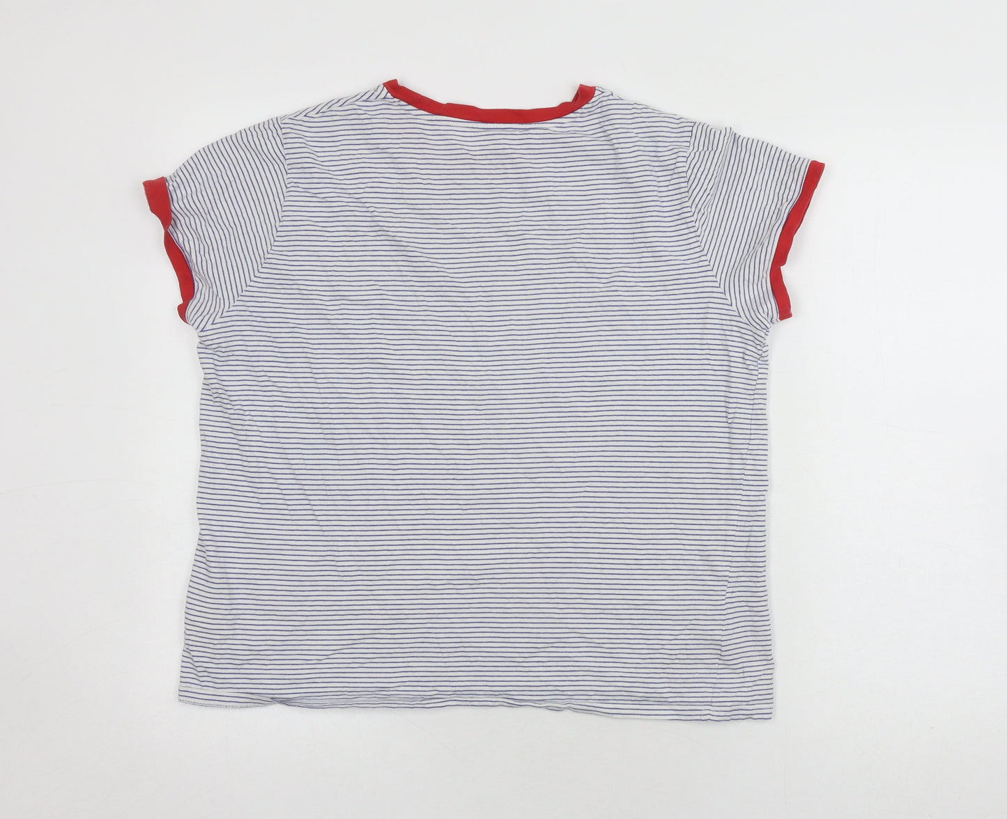 Lee Unisex White Striped Ringer T-Shirt L Casual