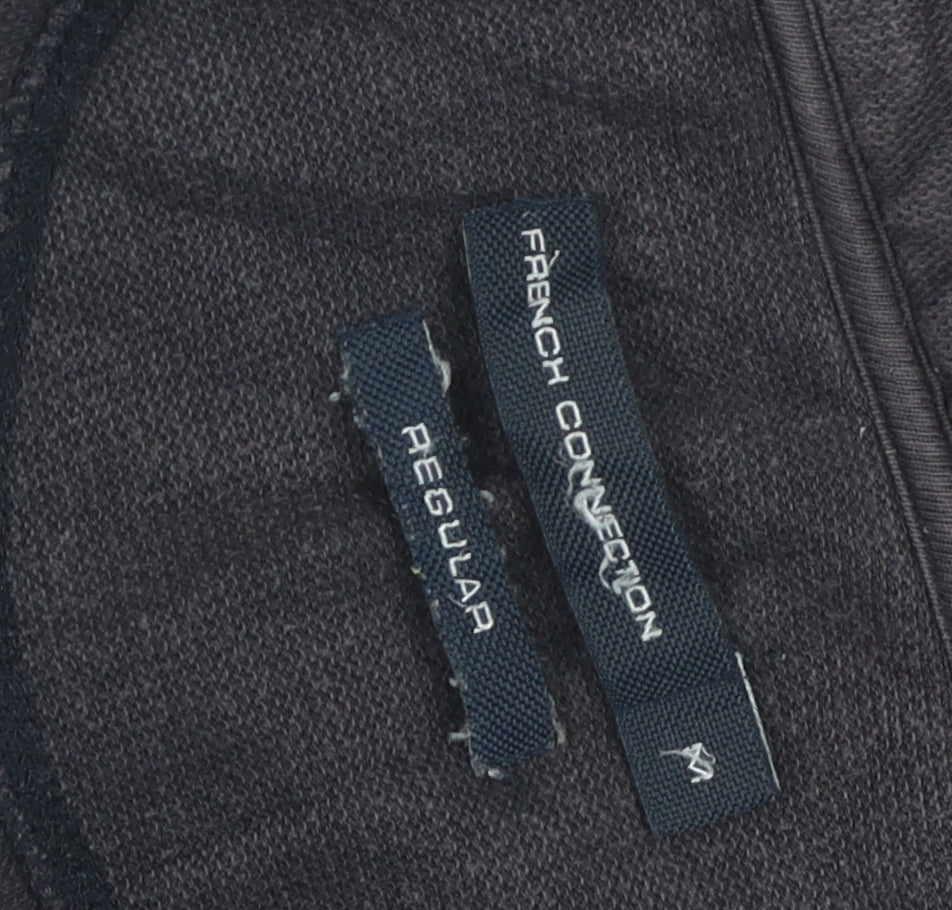 Close-up detail of French Connection Men's Black Cotton Polo Shirt M