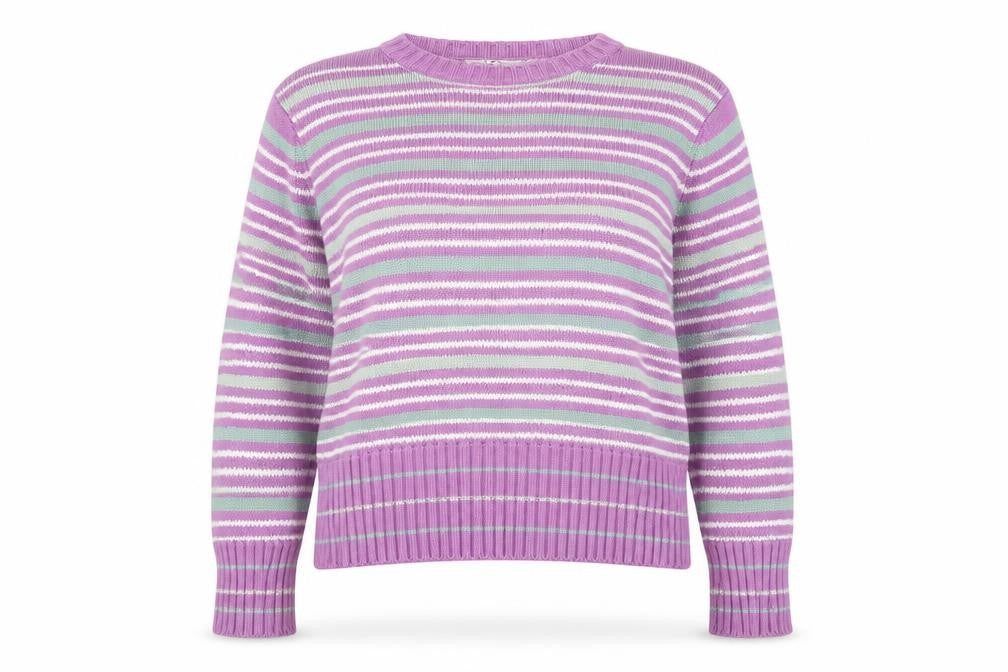 EWM Women's Purple Striped Pullover Jumper, Size 14