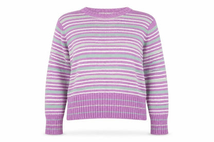 EWM Women's Purple Striped Pullover Jumper, Size 14