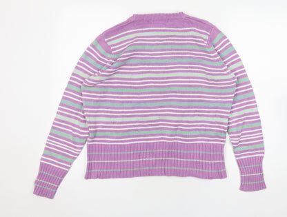 EWM Women's Purple Striped Pullover Jumper, Size 14