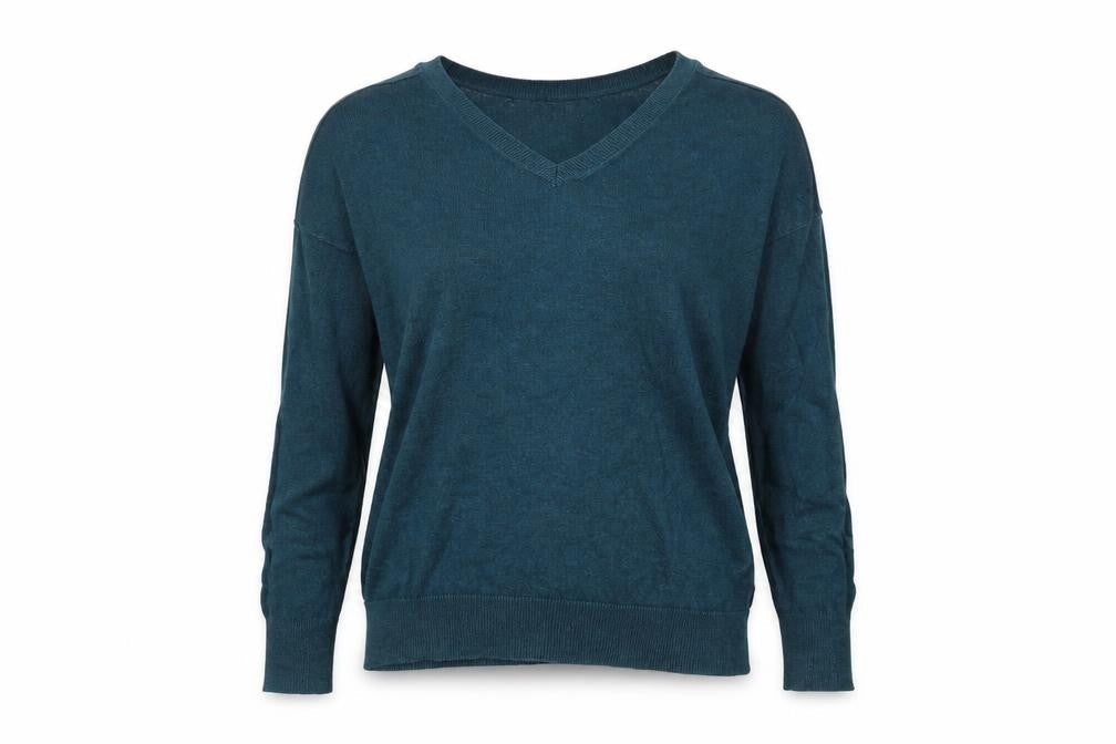 Gap Women's Blue V-Neck Cotton Pullover Jumper M