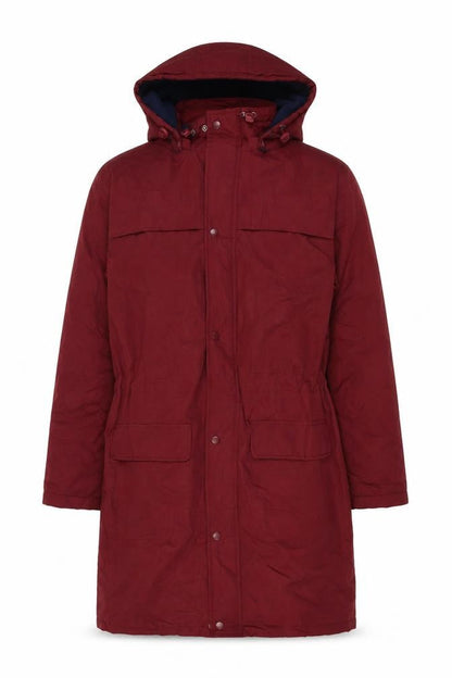 Collon Women's Red Parka Coat M - Hooded, Pockets, Long Sleeve
