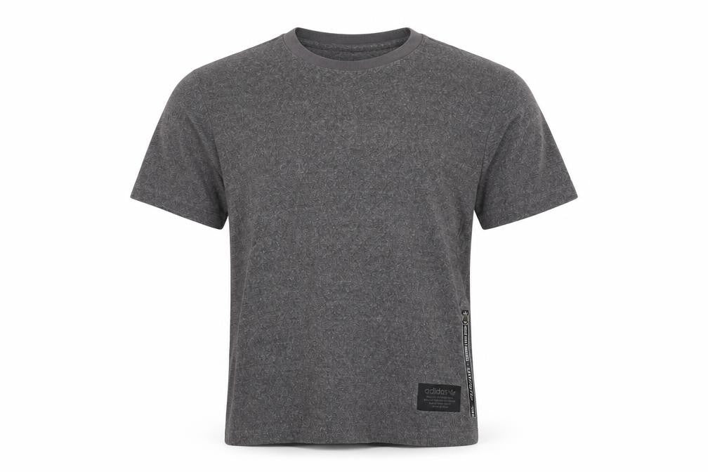 Adidas Men's Grey T-Shirt, Size M, Crew Neck, Logo Accent