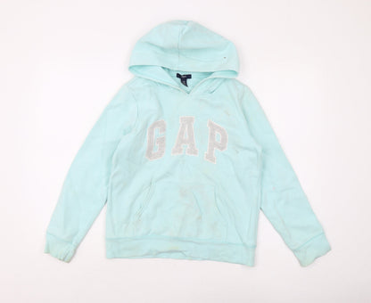 Additional front view of Gap girls’ blue hoodie pullover -, size 13, years