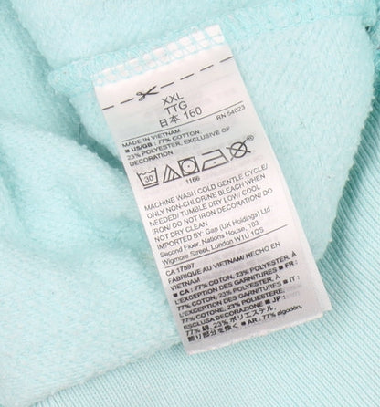 Brand and care label for Gap girls’ blue hoodie pullover -, size 13, years