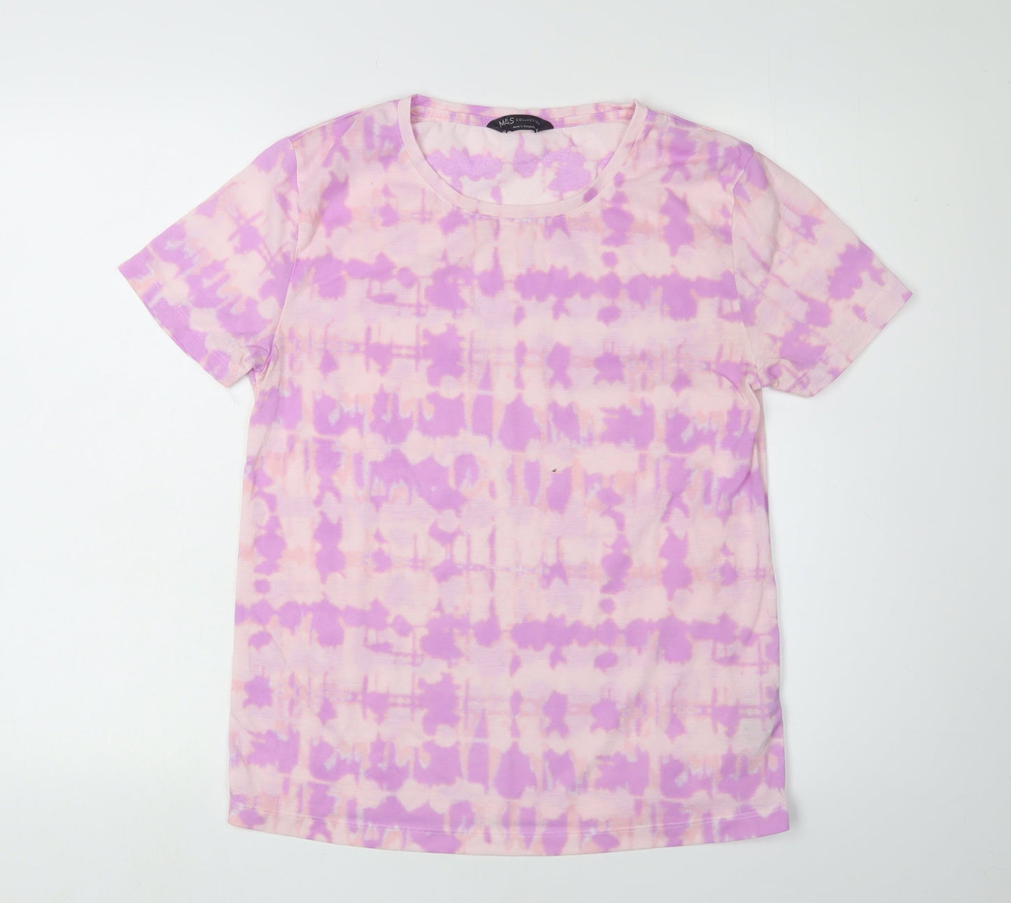 Marks and Spencer Women's Pink Tie-Dye T-Shirt - Size 8