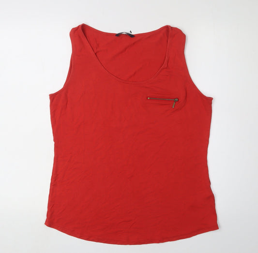 Marks and Spencer Women's Red Tank Top, Size 14, Zip Accent