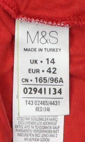 Marks and Spencer Women's Red Tank Top, Size 14, Zip Accent