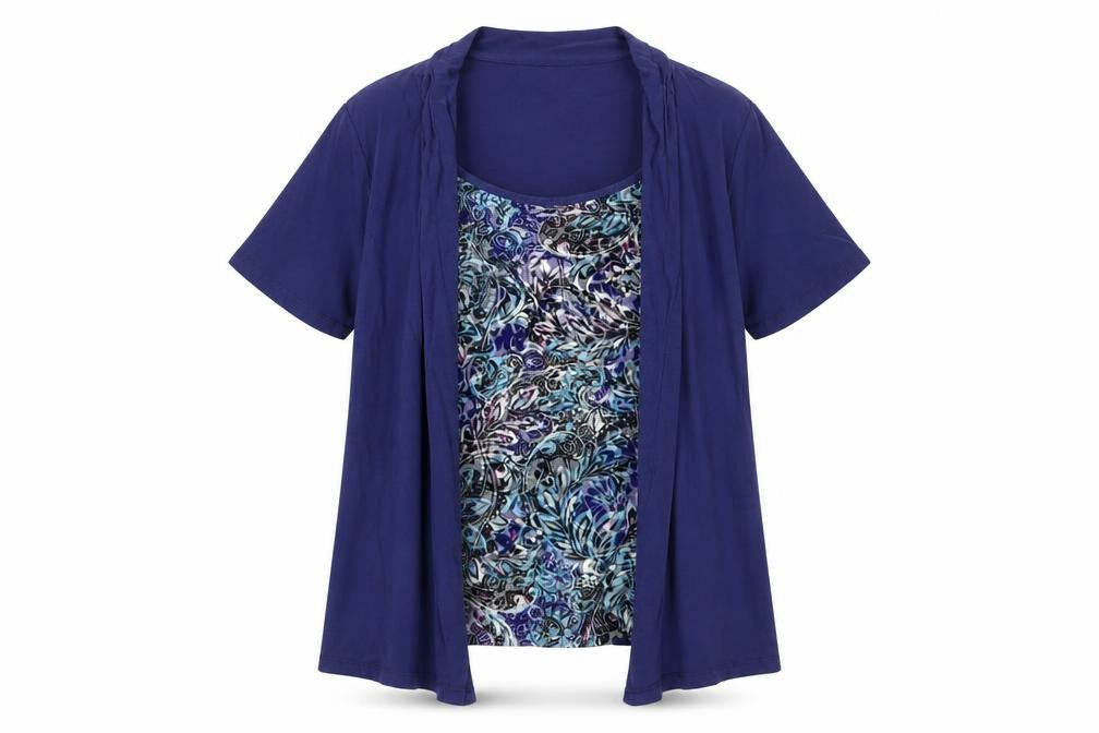 Marks & Spencer Women's Blue Floral T-Shirt Size 14