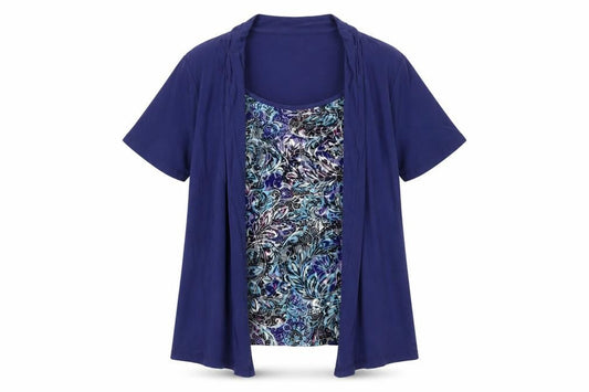 Marks and Spencer Women's Blue Floral T-Shirt Size 14