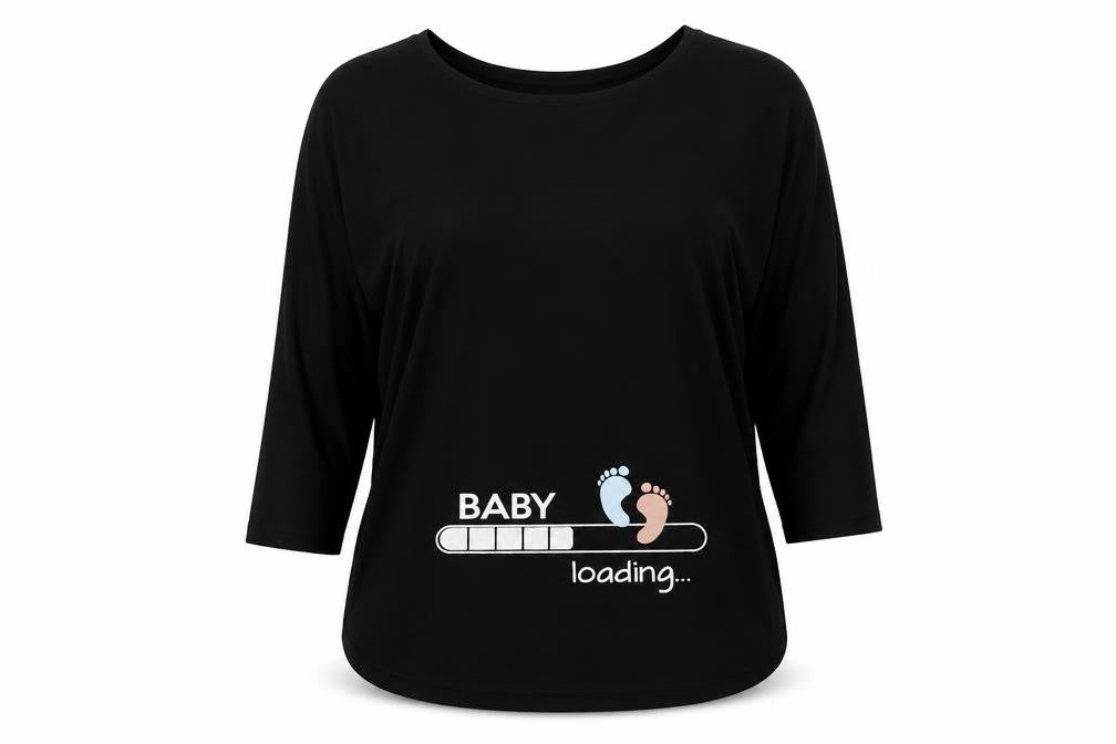 Happy Mama Women's Black Maternity T-Shirt, Size S