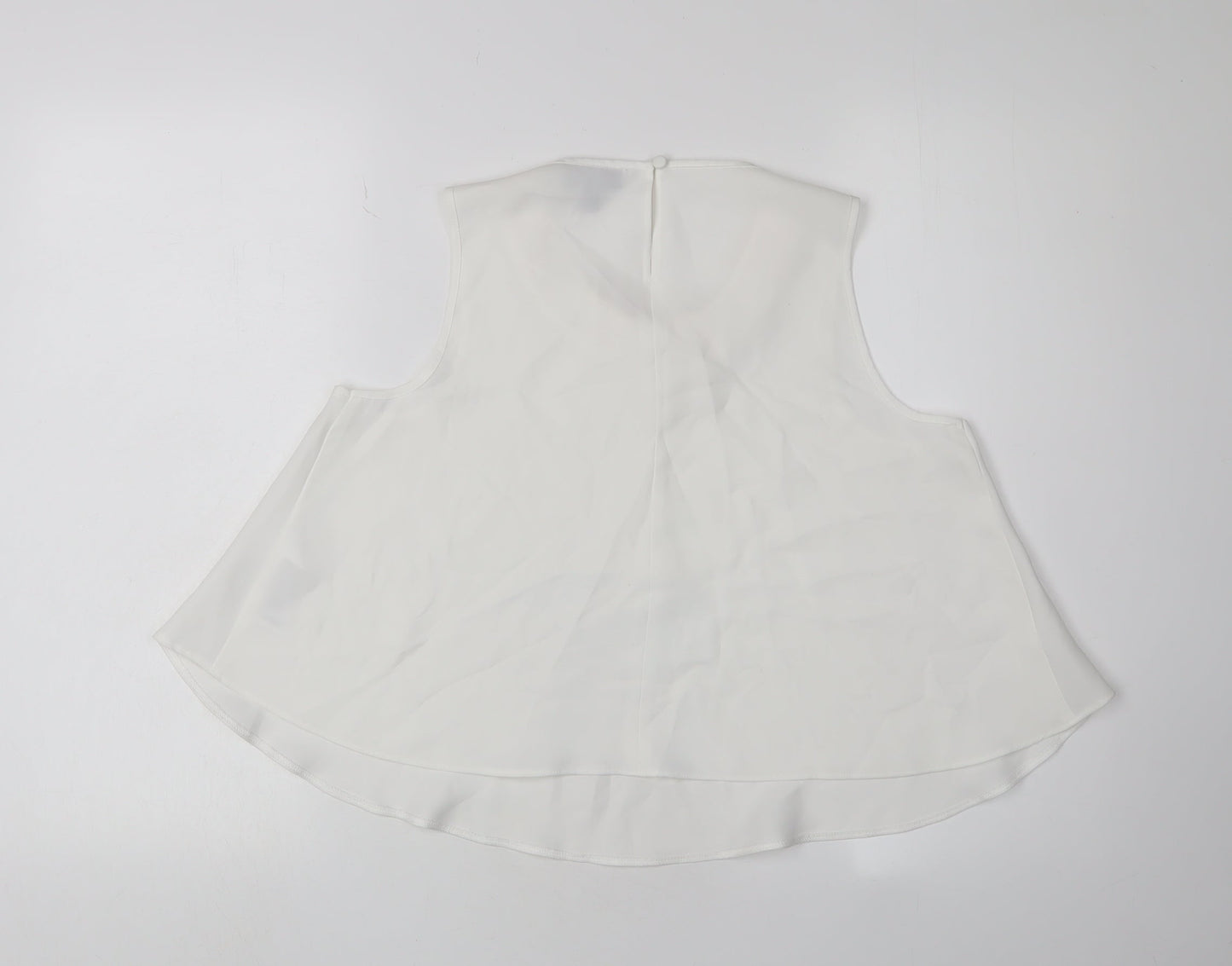 Topshop Women's White Blouse UK 10 Floral Accent