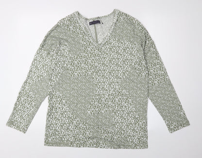 Marks & Spencer Women's Green V-Neck Blouse Size 8