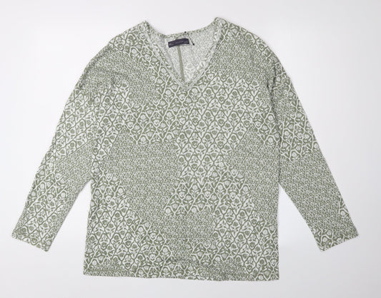 Marks and Spencer Women's Green V-Neck Blouse Size 8