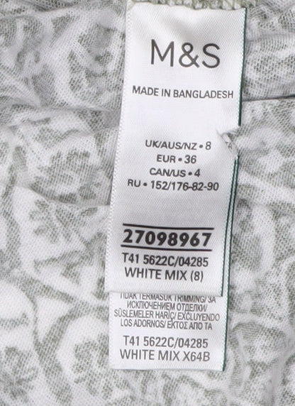 Marks & Spencer Women's Green V-Neck Blouse Size 8