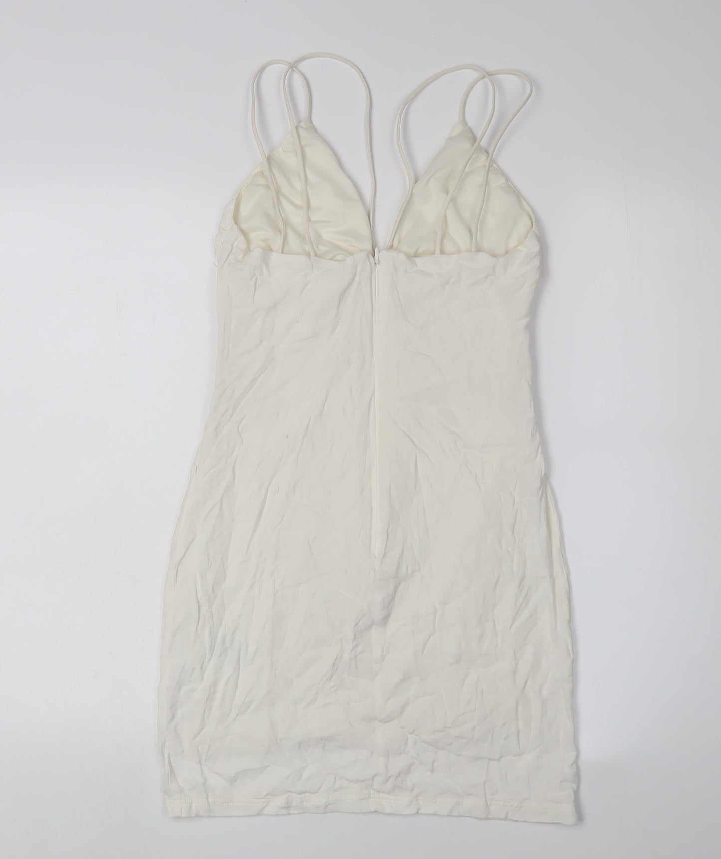 H&M Women's Ivory Slip Dress, Size S, Strappy, V-Neck