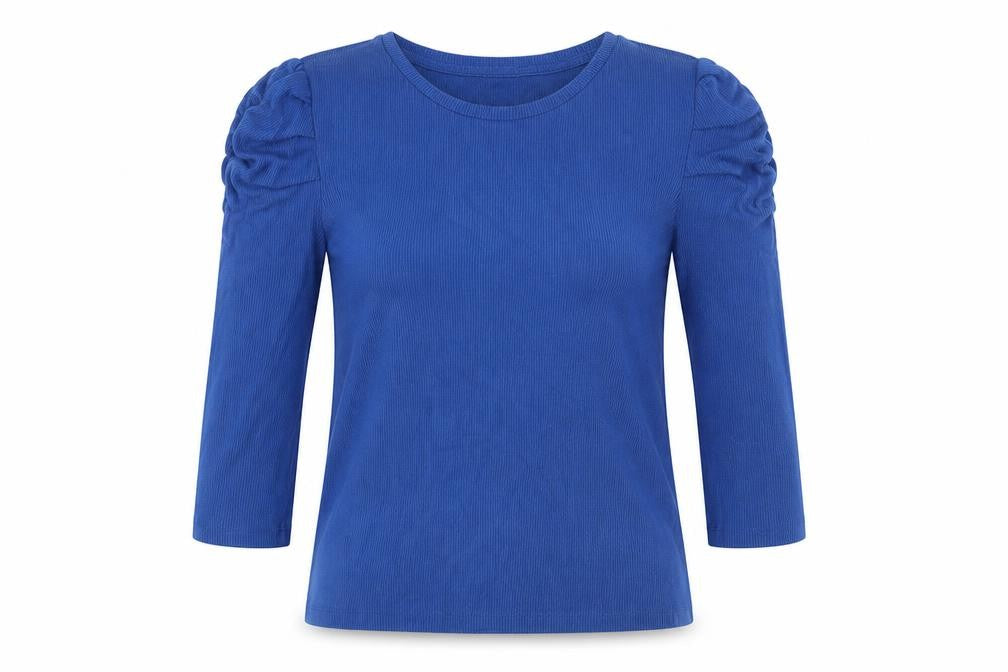 Stradivarius Women's Blue Puff Sleeve T-Shirt, Size S