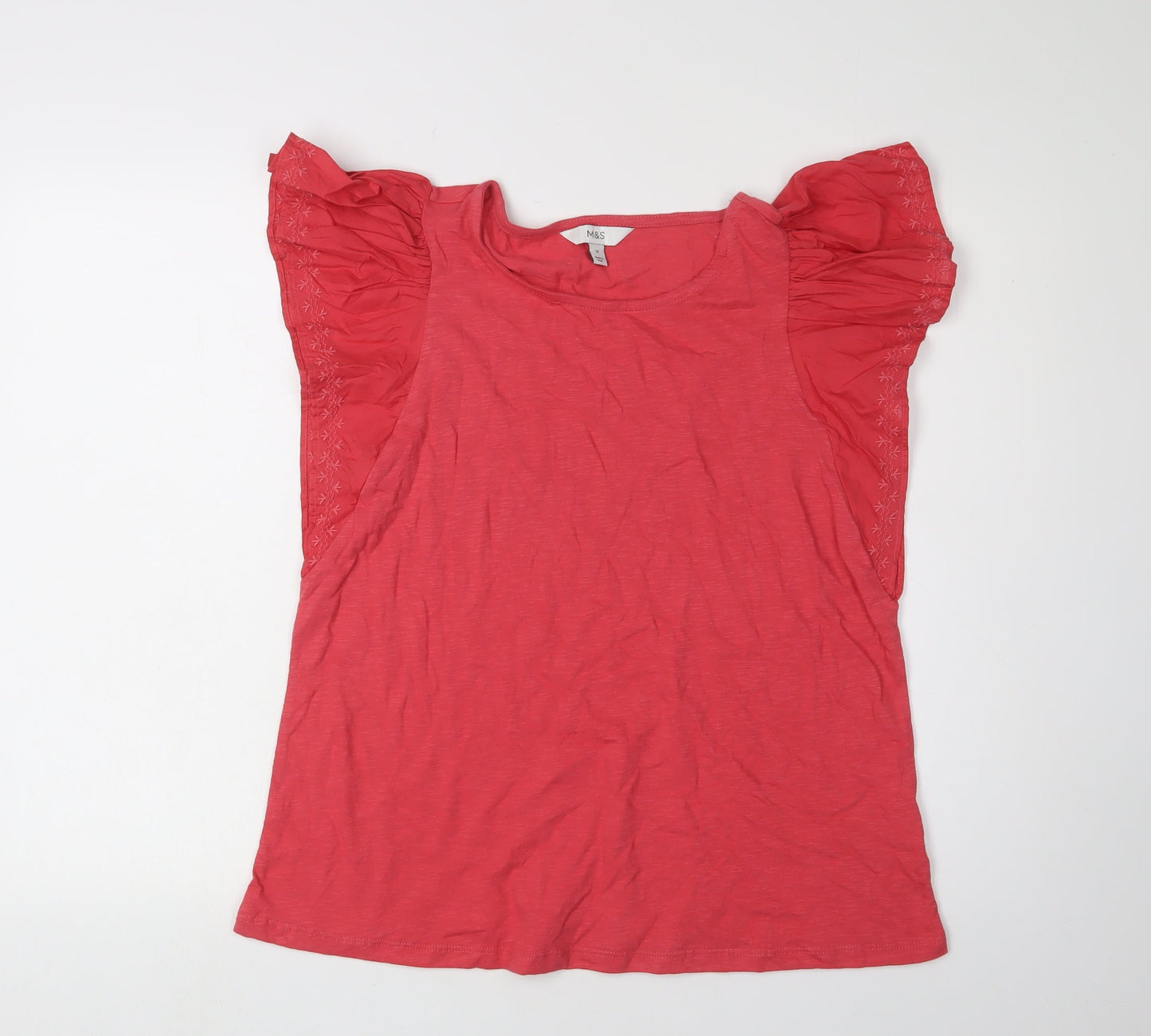 Marks and Spencer Red Flutter Sleeve Women's T-Shirt Size 10