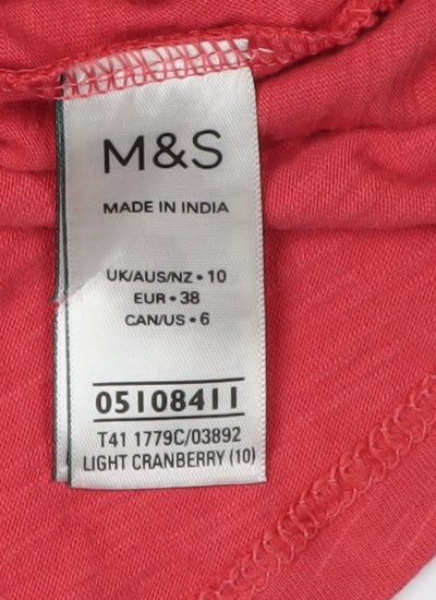 Marks and Spencer Red Flutter Sleeve Women's T-Shirt Size 10