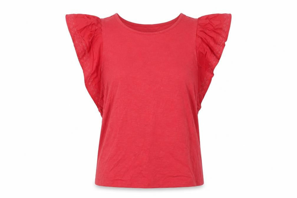 Marks & Spencer Women's Pink Flutter Sleeve T-Shirt