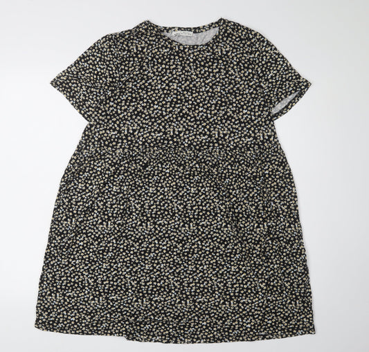 PUG & BEAR Women's Black Floral Shift Dress L