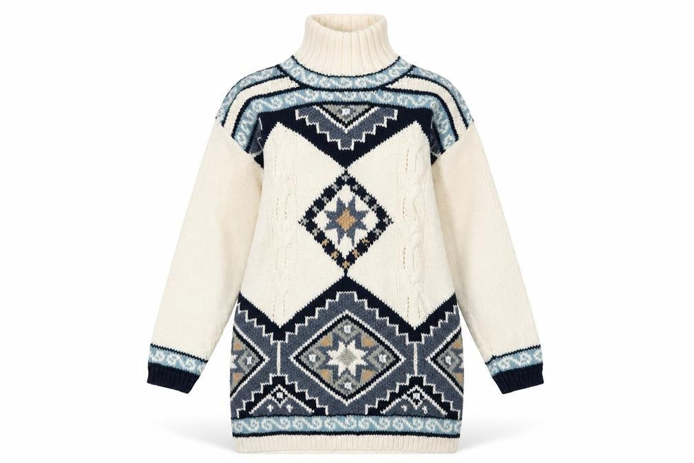 Richards Women's Ivory Geometric Tunic Jumper, Large