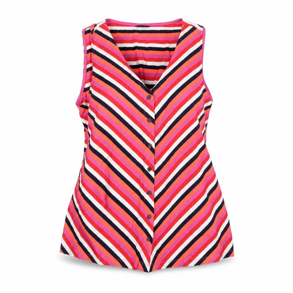M&Co Women's Pink Striped Button-Up Tunic Size 14