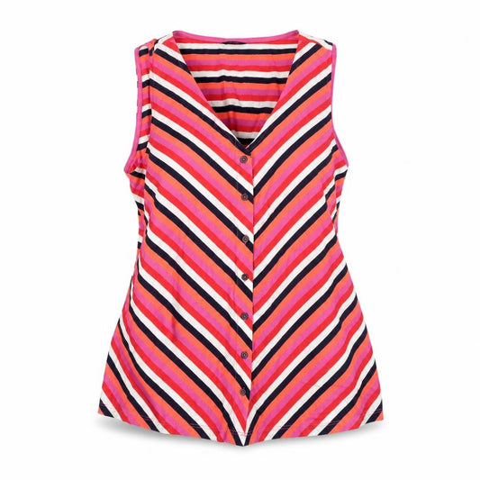 M&Co Women's Pink Striped Button-Up Tunic Size 14
