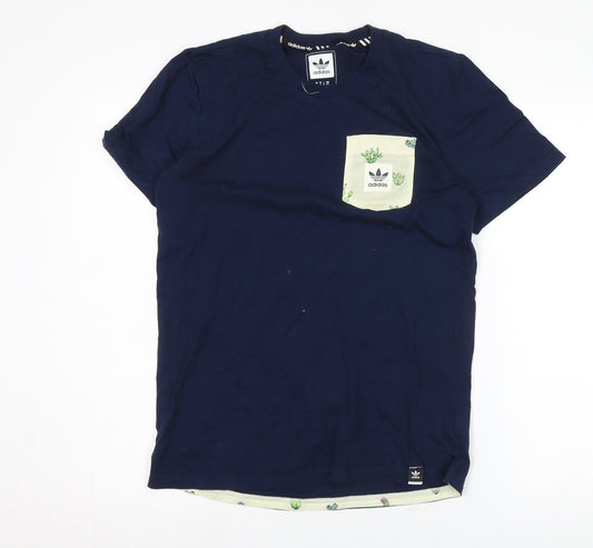 Adidas Blue Casual T-Shirt, Unisex S, Crew Neck