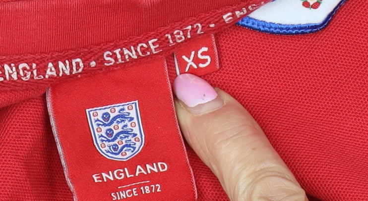 Boys Red XS England Football T-Shirt with Embroidered Logo