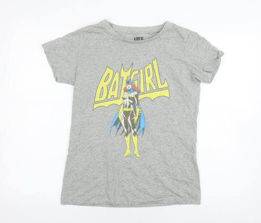 Uniqlo Girls' Grey Batgirl Graphic T-Shirt, Jersey Style 14 Years