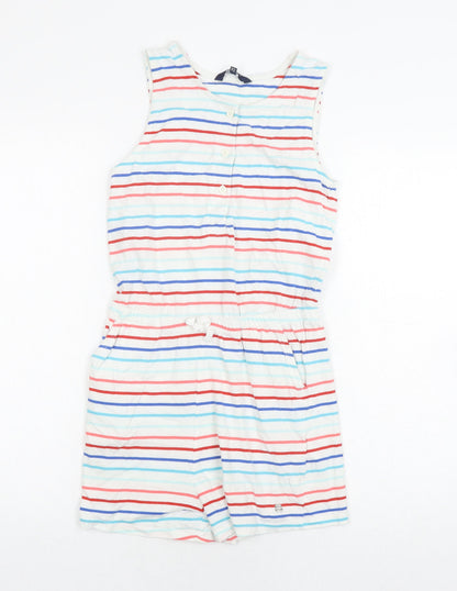 Additional front view of Maine New England girls’ multi-stripe cotton playsuit, size 13-14
