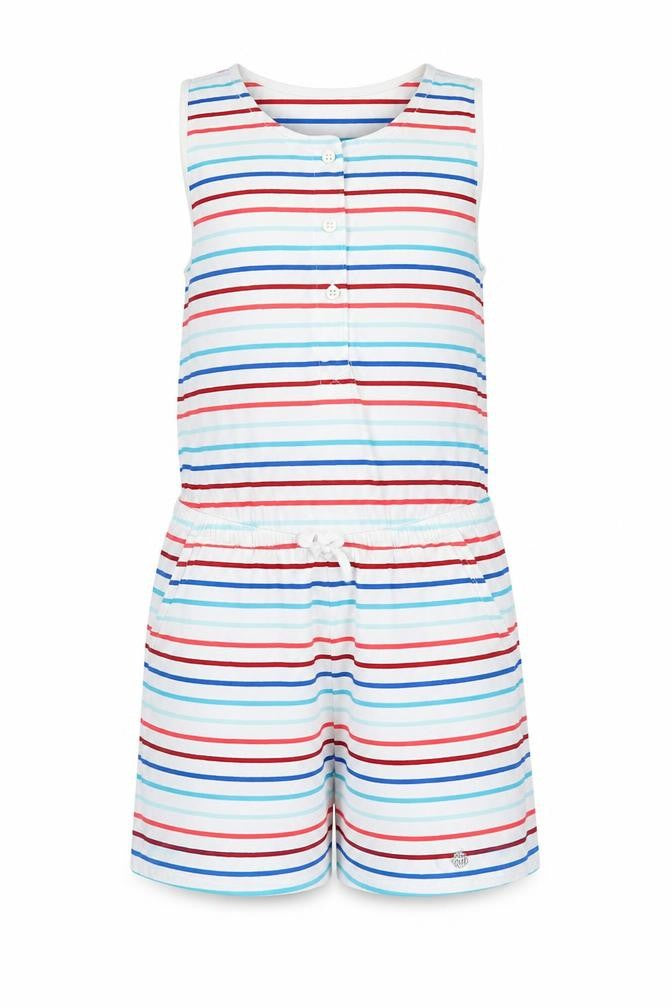 Maine Girls Multi-Stripe Cotton Playsuit, Size 13-14