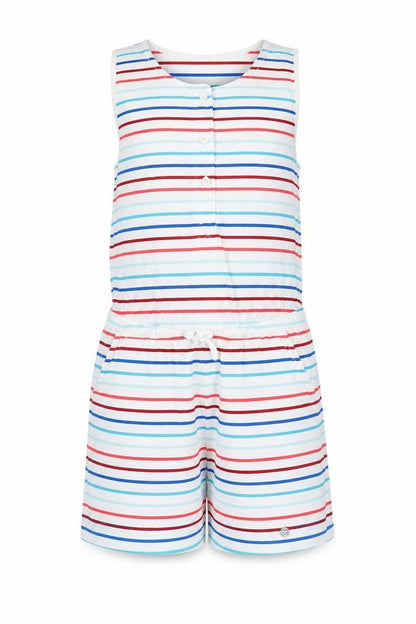 Front view of Maine New England girls’ multi-stripe cotton playsuit, size 13-14