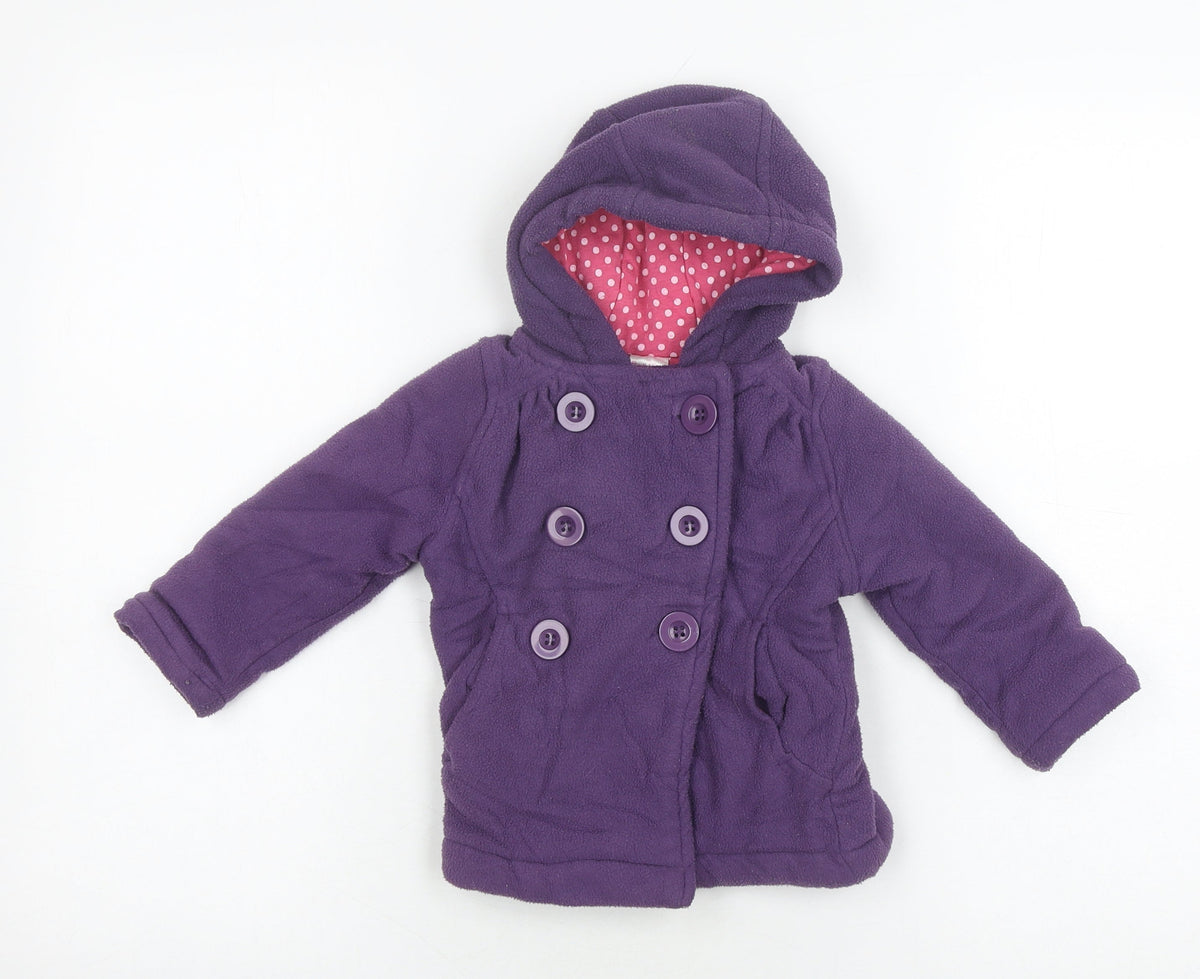 Additional front view of E-Vie Angel girls’' purple hooded coat 12-18 months
