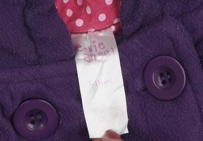Close-up detail of E-Vie Angel girls’' purple hooded coat 12-18 months