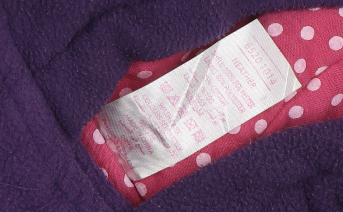 Brand and care label for E-Vie Angel girls’' purple hooded coat 12-18 months