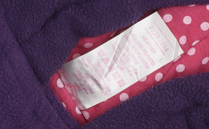 Brand and care label for E-Vie Angel girls’' purple hooded coat 12-18 months