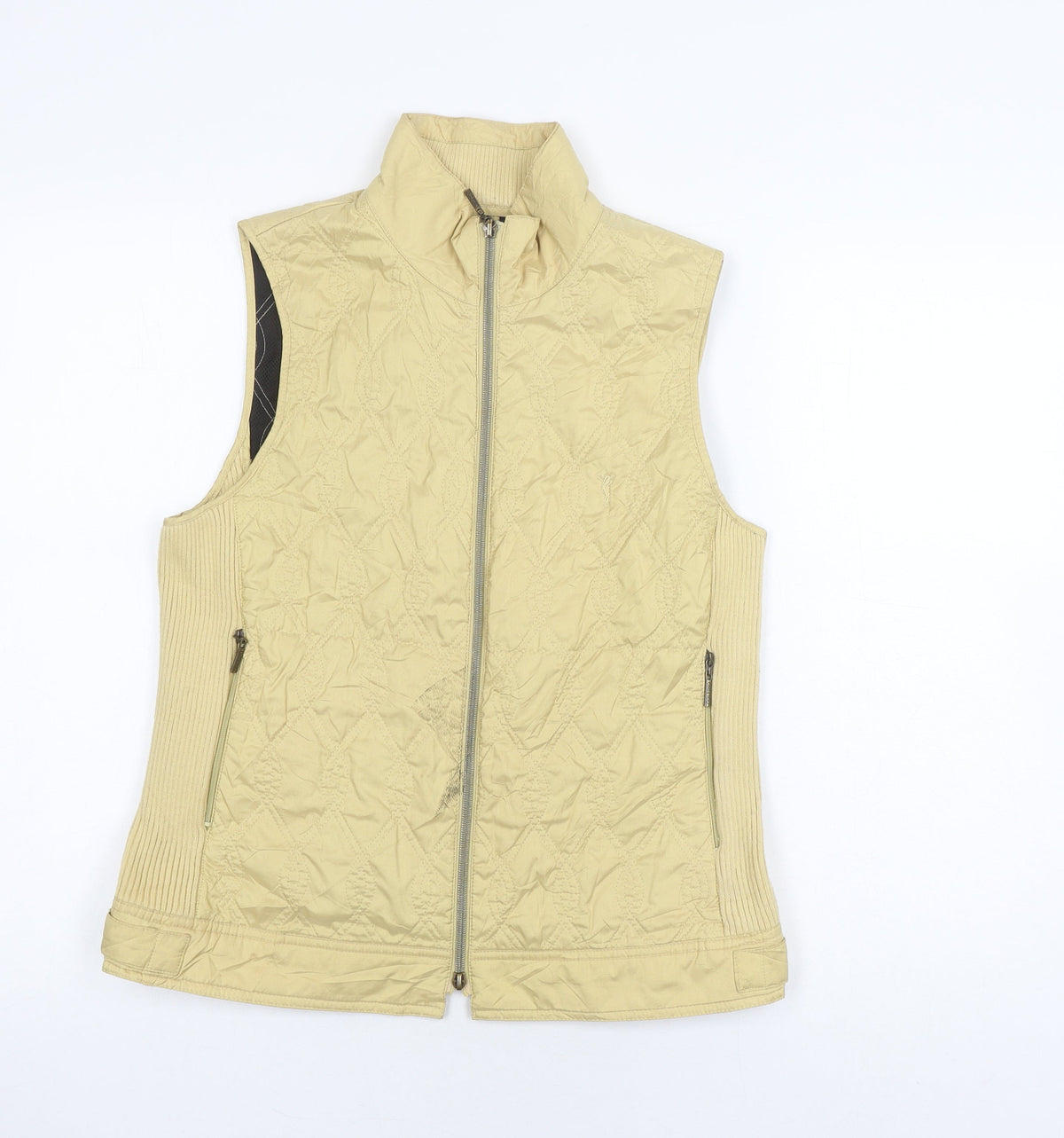 Golfino Women's Beige Waistcoat Size 12, Zipped Pockets