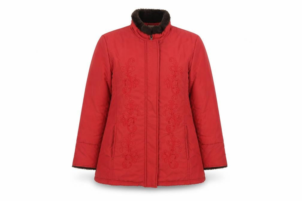 Cotton Traders Women's Red Zip Coat - Size 14