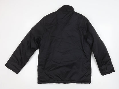 Back view of Adidas boys’ black puffer jacket lined winter coat, size L