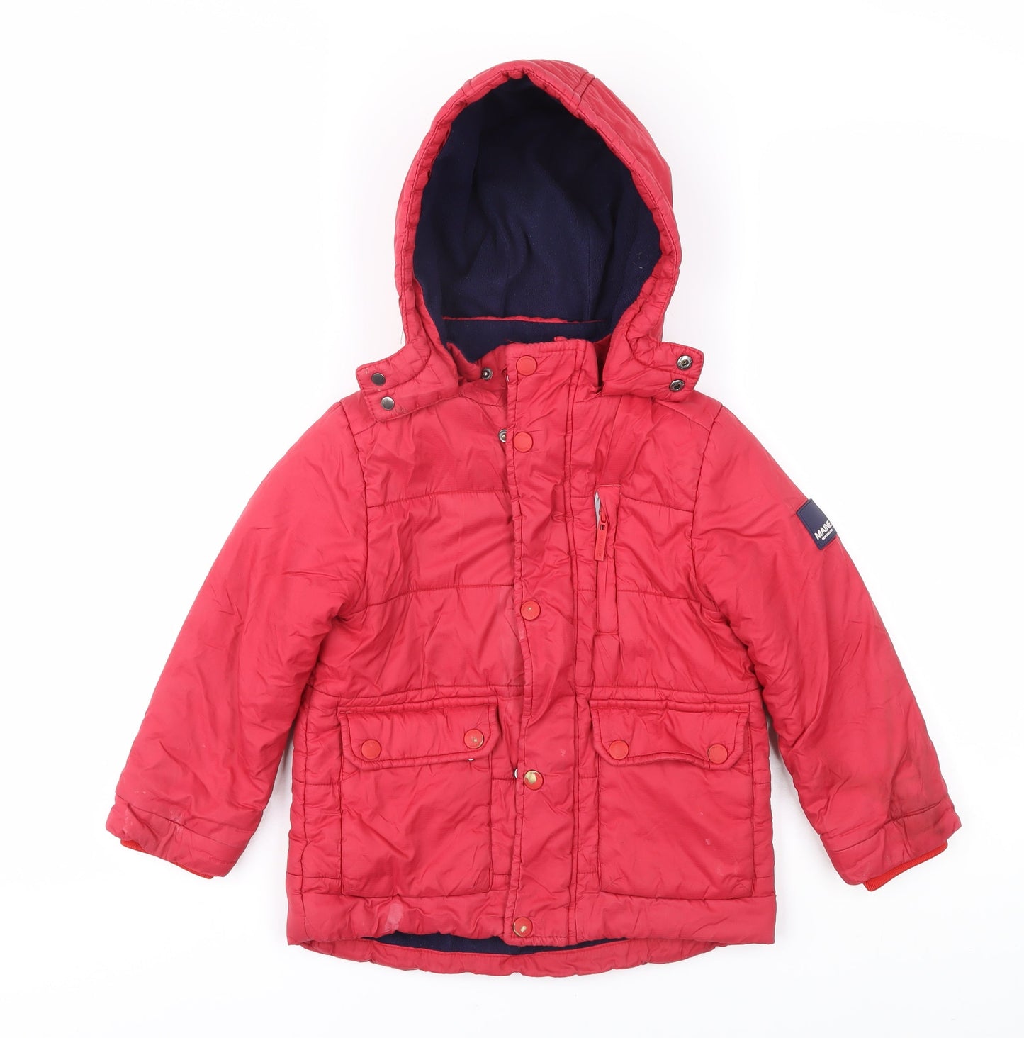 Maine New England Boys Red Hooded Puffer Jacket 4-5 Years