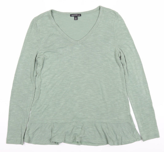 J.Crew Women's Green XS V-Neck Long Sleeve Tee