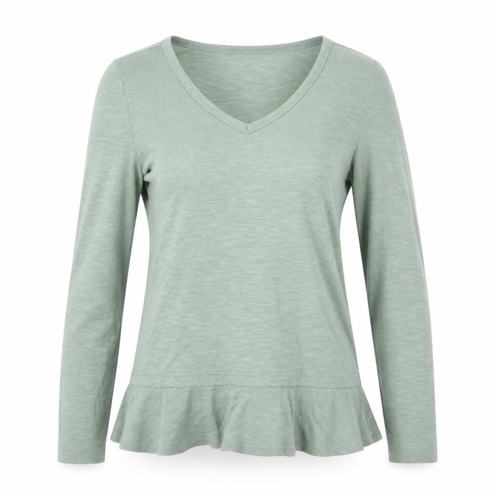 J.Crew Women's Green XS V-Neck Long Sleeve Tee
