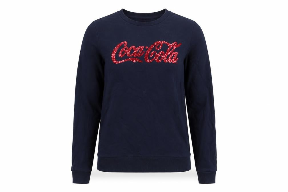Coca-Cola Women's Blue Sequin Pullover Sweatshirt Size 6