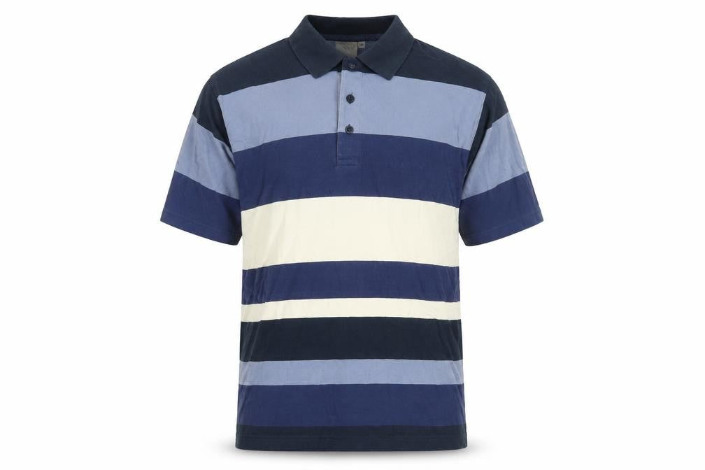 Casual Club Men's Blue Striped Polo Shirt - Size M