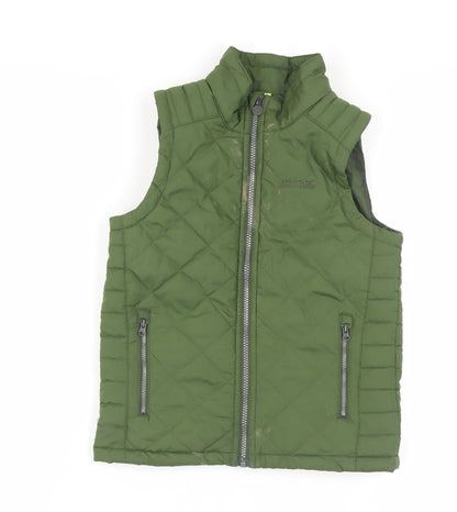 Additional front view of Regatta boys’ green quilted bodywarmer jacket 9-10 years