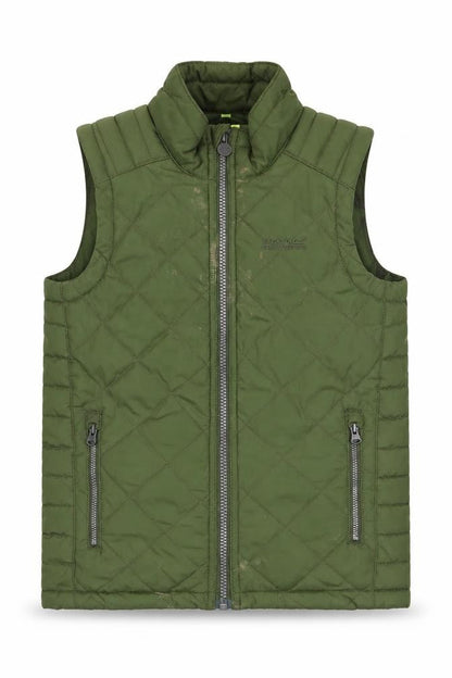 Front view of Regatta boys’ green quilted bodywarmer jacket 9-10 years