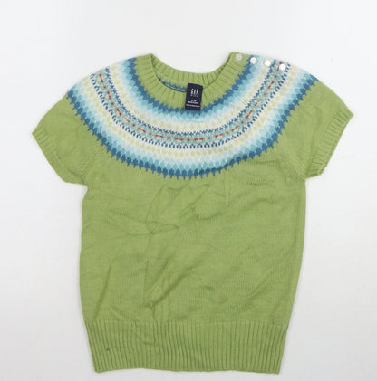 Gap Girls Green Geometric Pullover Jumper Size 12-13 Years